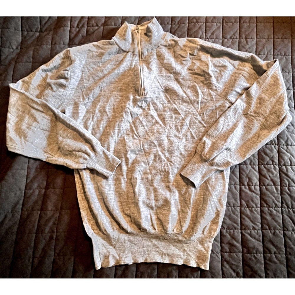 Peter Millar Collection Gray Merino Wool Quarter Zip Sweater MEORS03‎ Small